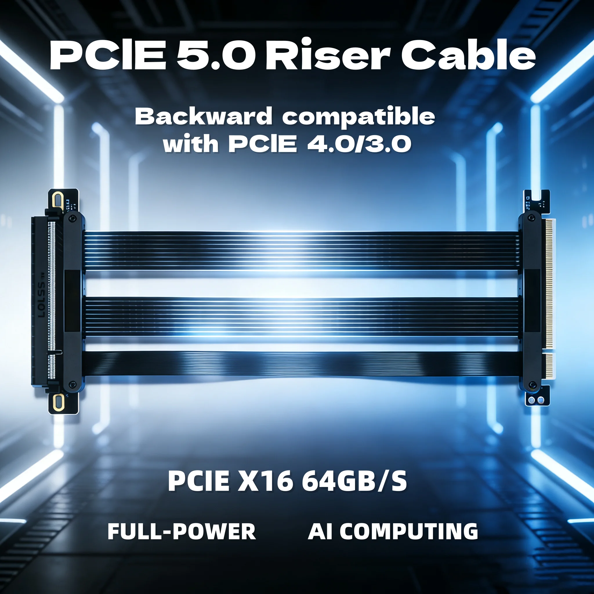 

5.0 X16 Riser Cable - Next-Gen GPU Extension Solution For RTX 5090/5080, Mining Rig 180 degrees, 220mm