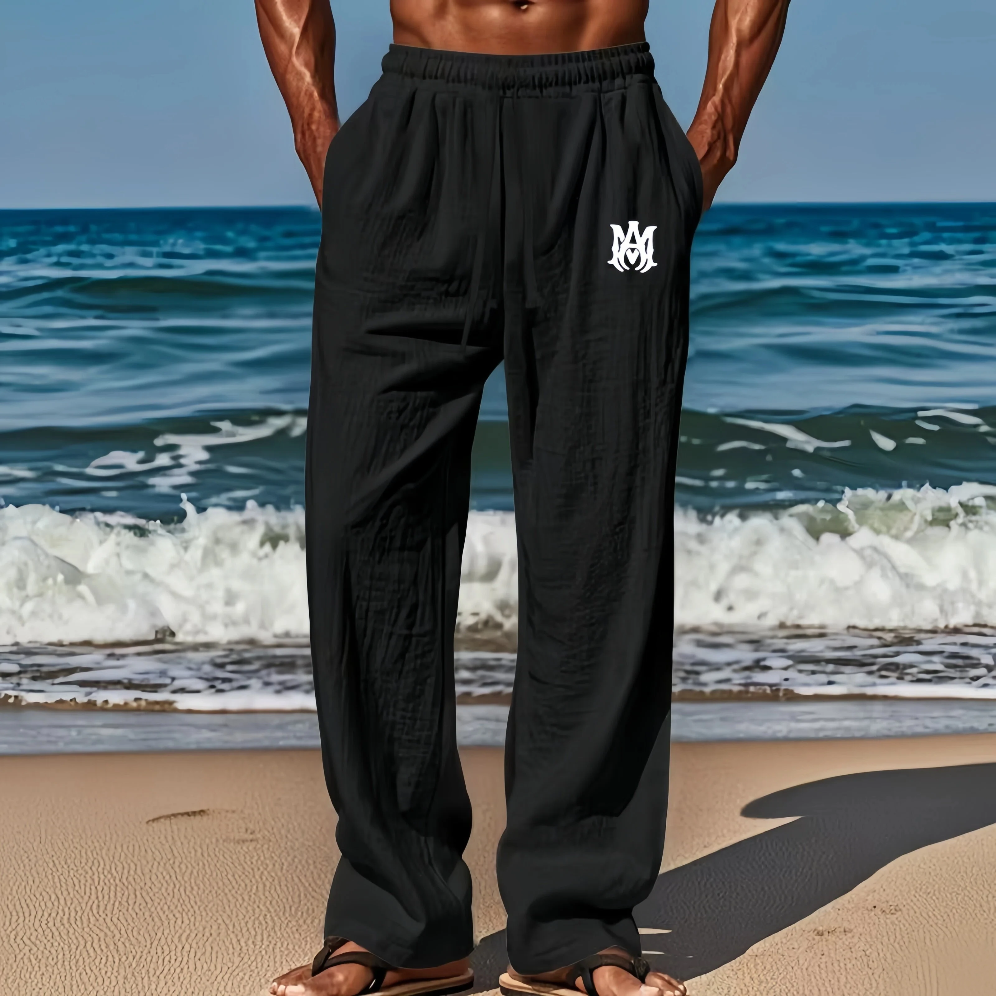 New Summer Men's Breathable Pure Cotton and Linen Loose-fitting Casual Comfortable Sports Linen Long Straight Pants Fashion Pant