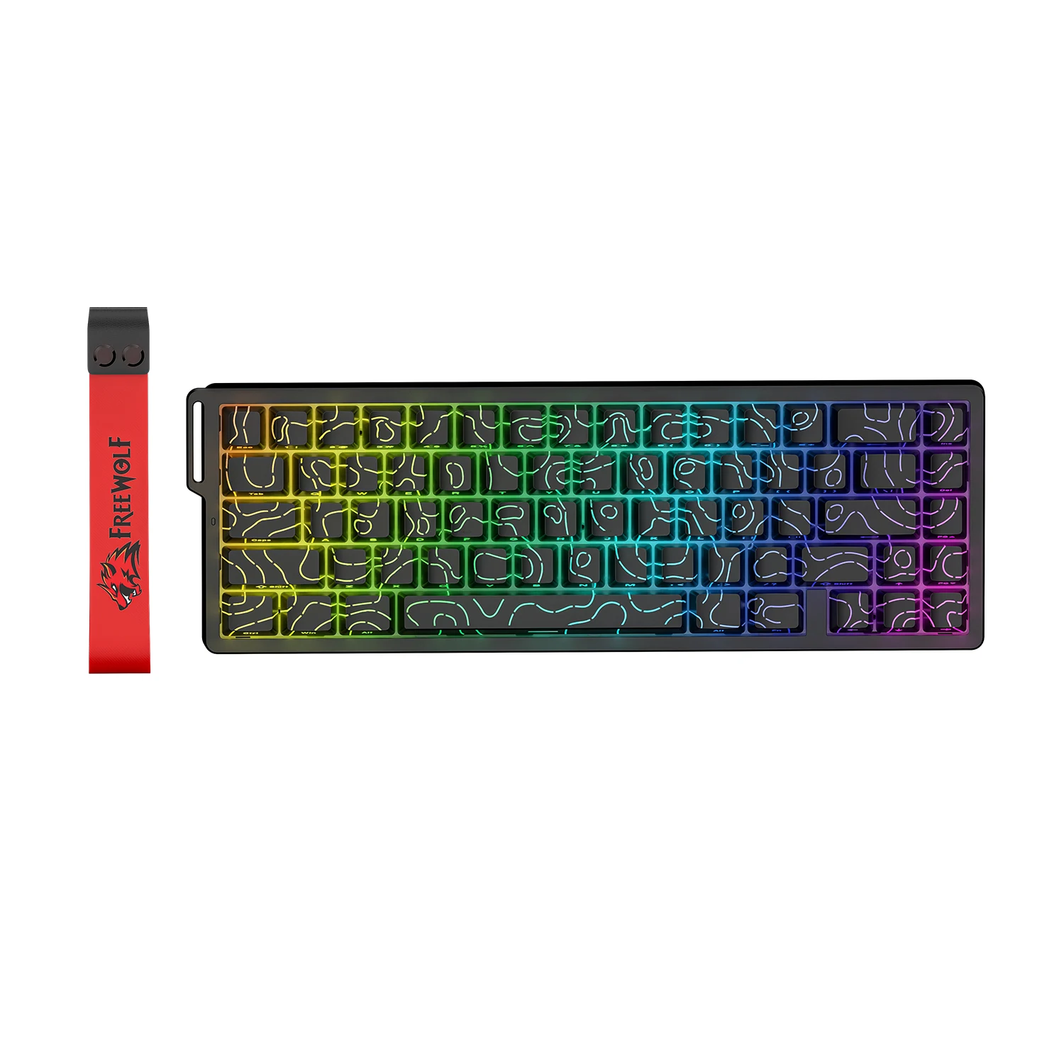 FREEWOLF F68PRO 8K Keyboard Mekanis Bea Cukai, Sakelar Magnetik, Kecepatan Pemindaian 128K, Akurasi RT 0.01Mm, Keyboard Gaming RGB