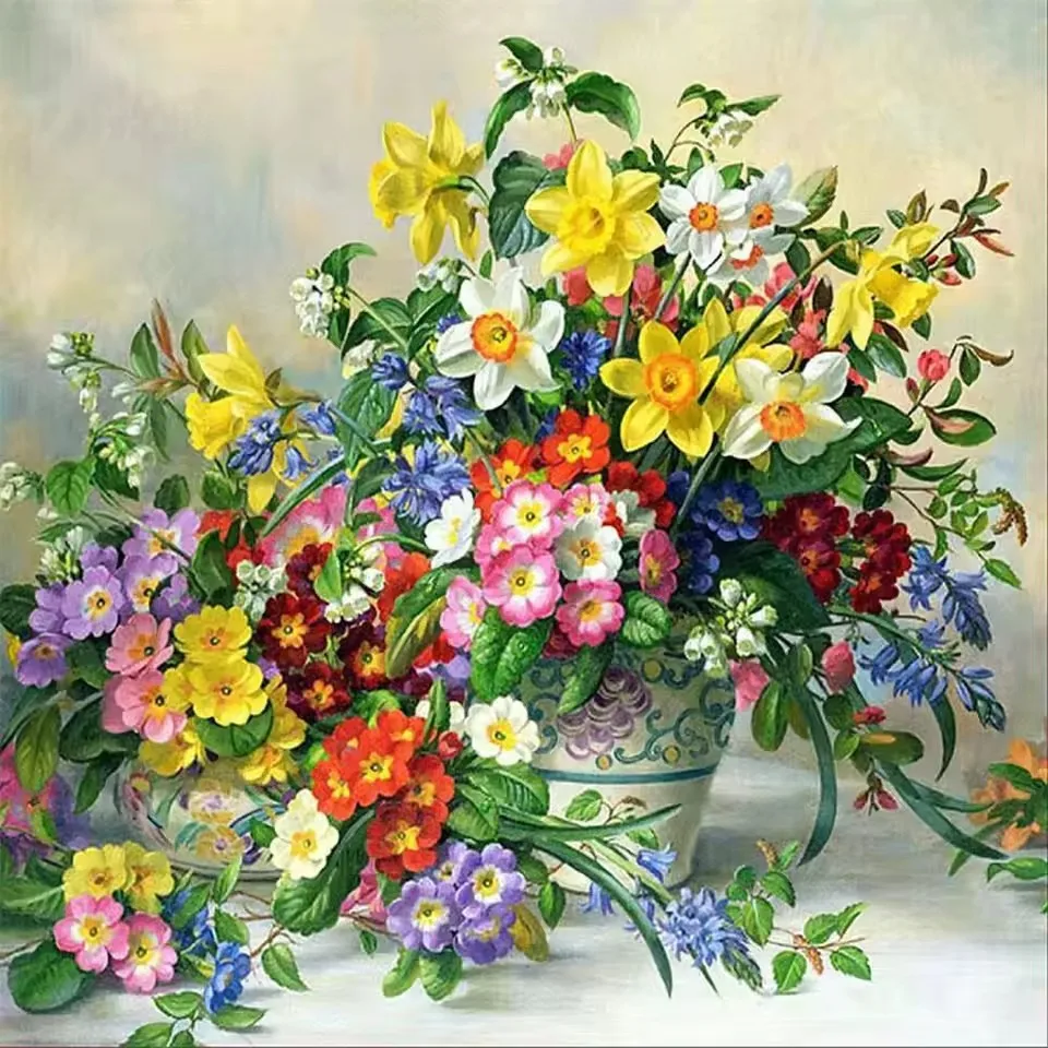 

CHENISTORY 5d DIY Diamond Painting Full Square/Round Flowers Vase Mosaic Diamond Embroidery Beaded Picture Home Decoration
