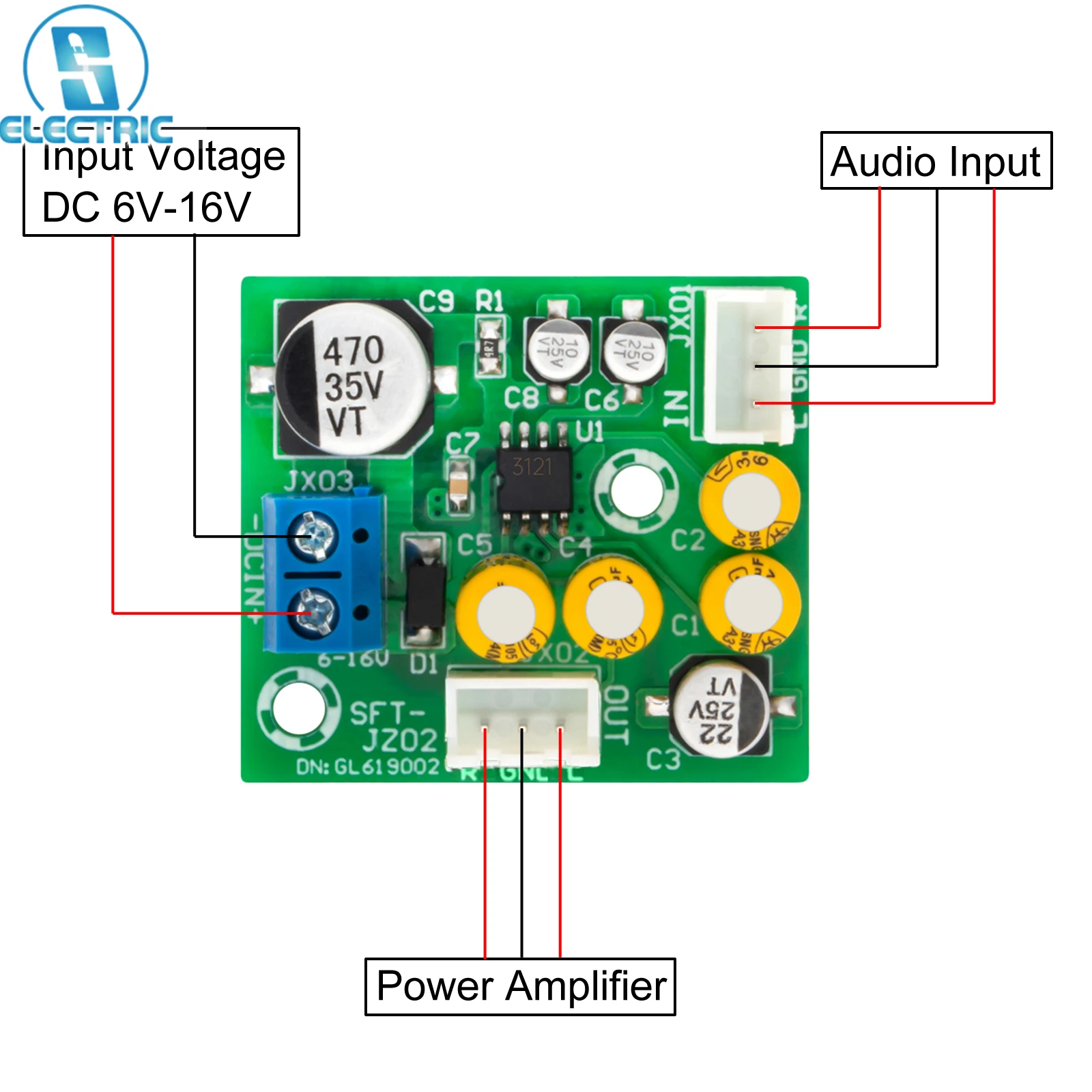 Audio Noise Reducer Common Ground Audio Reduction Module DC 9V 12V BA3121 Eliminate Current Sound