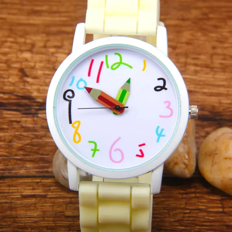 Student Jelly Silicone Pencil Digital Quartz Watches Middle and High School Simple Leisure Sports Pointer Watch Children Watches