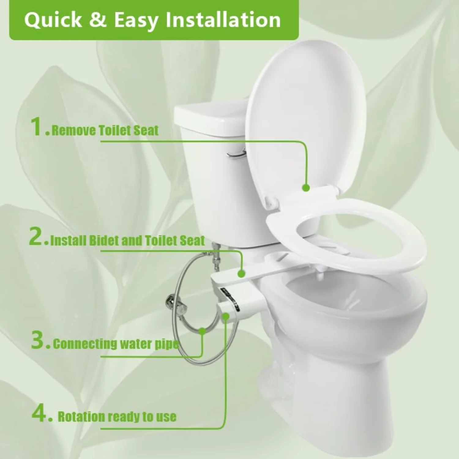 Bidet, Bidet Attachment for Toilet, Non-  Water Bidet with Self-Cleaning Nozzle