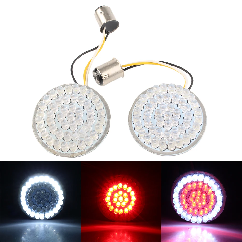 2pcs White Red LED Rear Turn Signal Lights 1157 Insert Bulb board For Harley