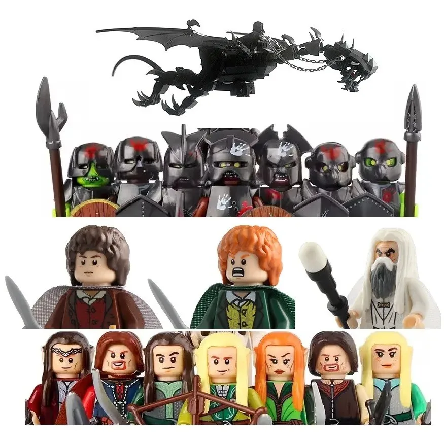 Fell Beasts The Hobbit Building Blocks Orc Elves Azog Goblin Sauron Aragorn Saruman Frodo Bilbo Gandalf Mini Action Figure Toys