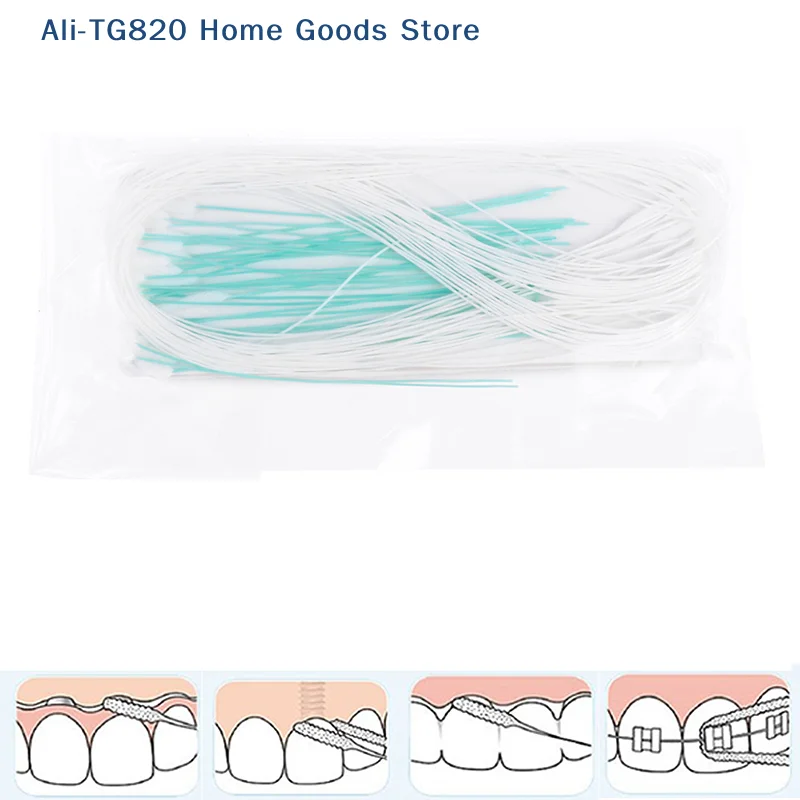 [TG820]50pcs Toothpick Tool Floss Threaders Tooth Floss Holders Between  Braces Bridge Hilo Dental Oral Clean