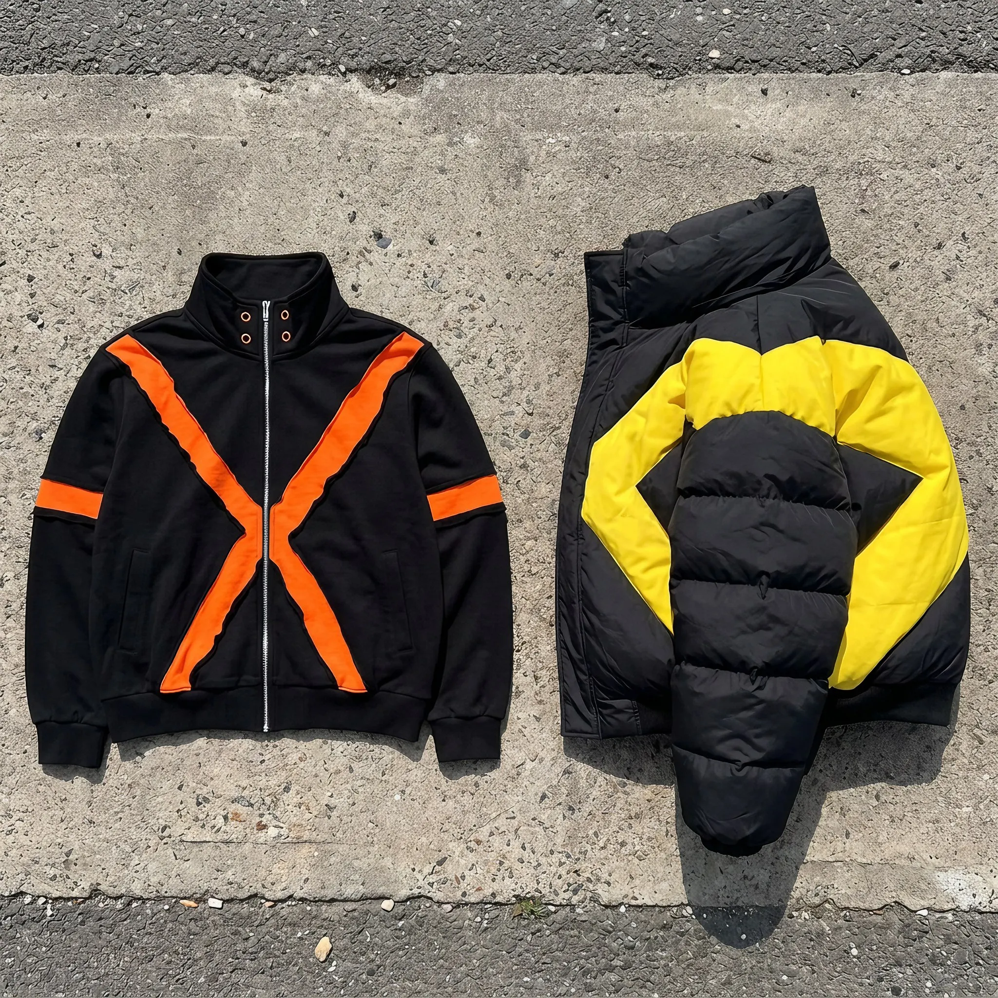Hot Sell X-Shape Jacket Women Color Block Stand-Up Collar Sporty Jackets Punk Cut-Out Eye Design Short Zip-Up Outerwear