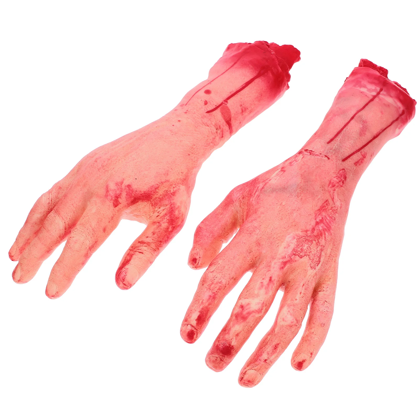 

2 PCS Fake Knife Scary Halloween Ornament Bloody Dead Body Parts Toy Broken Hand Severed Pillar