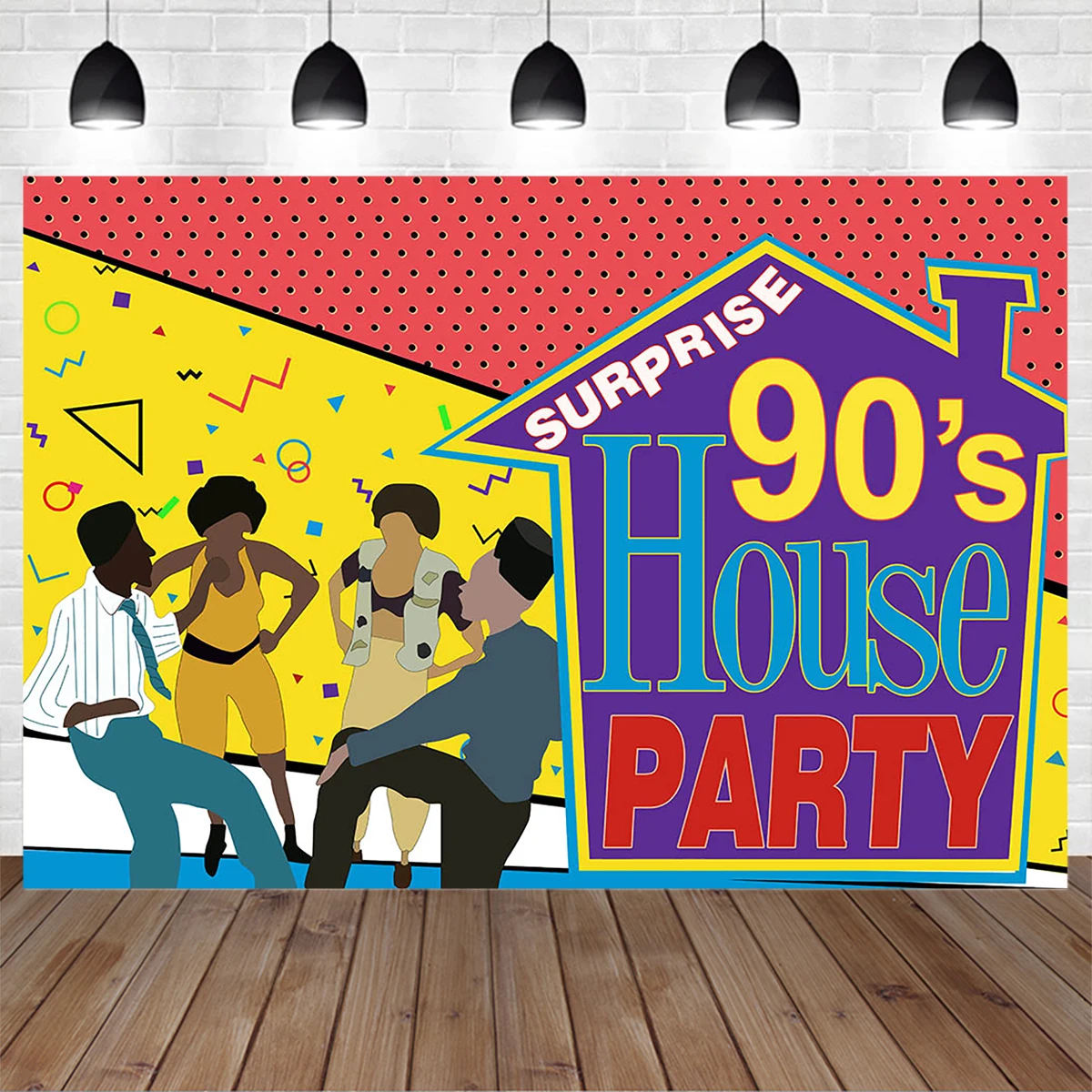 

90's House Party Photography Background Banner Family Indoor Friend Holiday Decoration Backdrop Adult Portrait Studio Photobooth