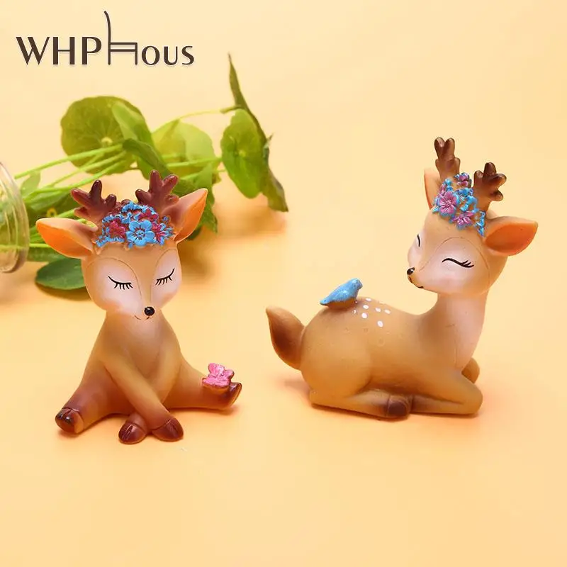 Cute Doll Animal Sika Deer Baking Cake Decoration Miniature Fairy Tale Garden Craft Dessert Decoration Festive Decoration