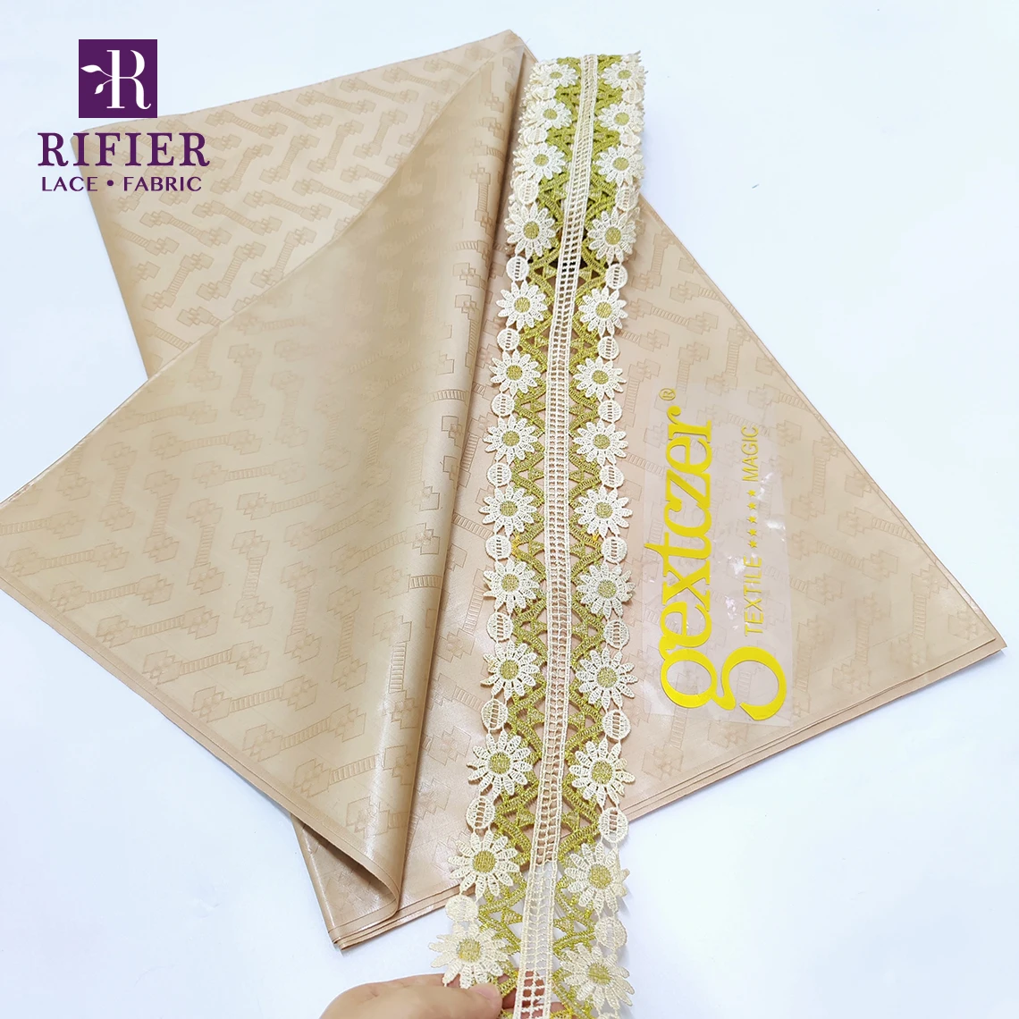 African Guipure Ribbon With Bazin Rich Fabric Original Nigerian African Bride Dress Lace Trim Senegal Mali Jacquard Basin