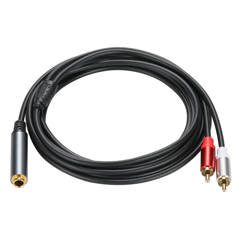 Metal Shell Gold Plated Stereo TRS 6.35mm Female Double RCA Male Audio Adapter Line Cable Two 2RCA Male to TRS 6.35 Female Cord