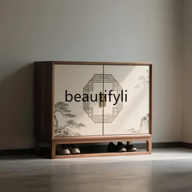 Q181  Song-style shoe cabinet household medieval style new Chinese-style large-capacity storage cabinet integrated against th
