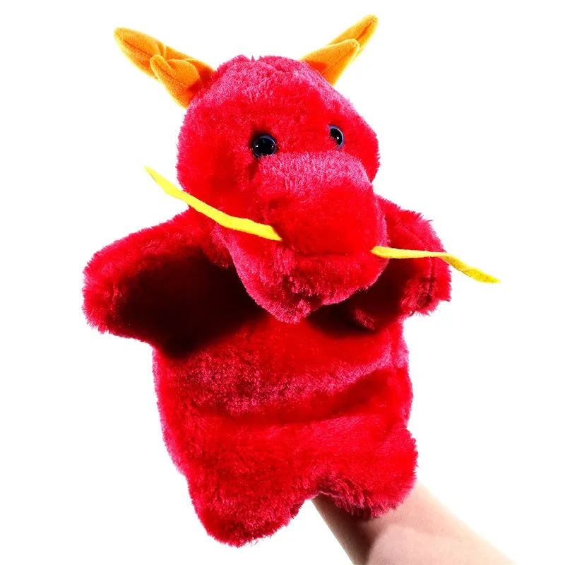 Handpuppen Rotes Plüschtier Tier Dinosaurierpuppen Puppe Kinderspiel Geschichtenerzählen