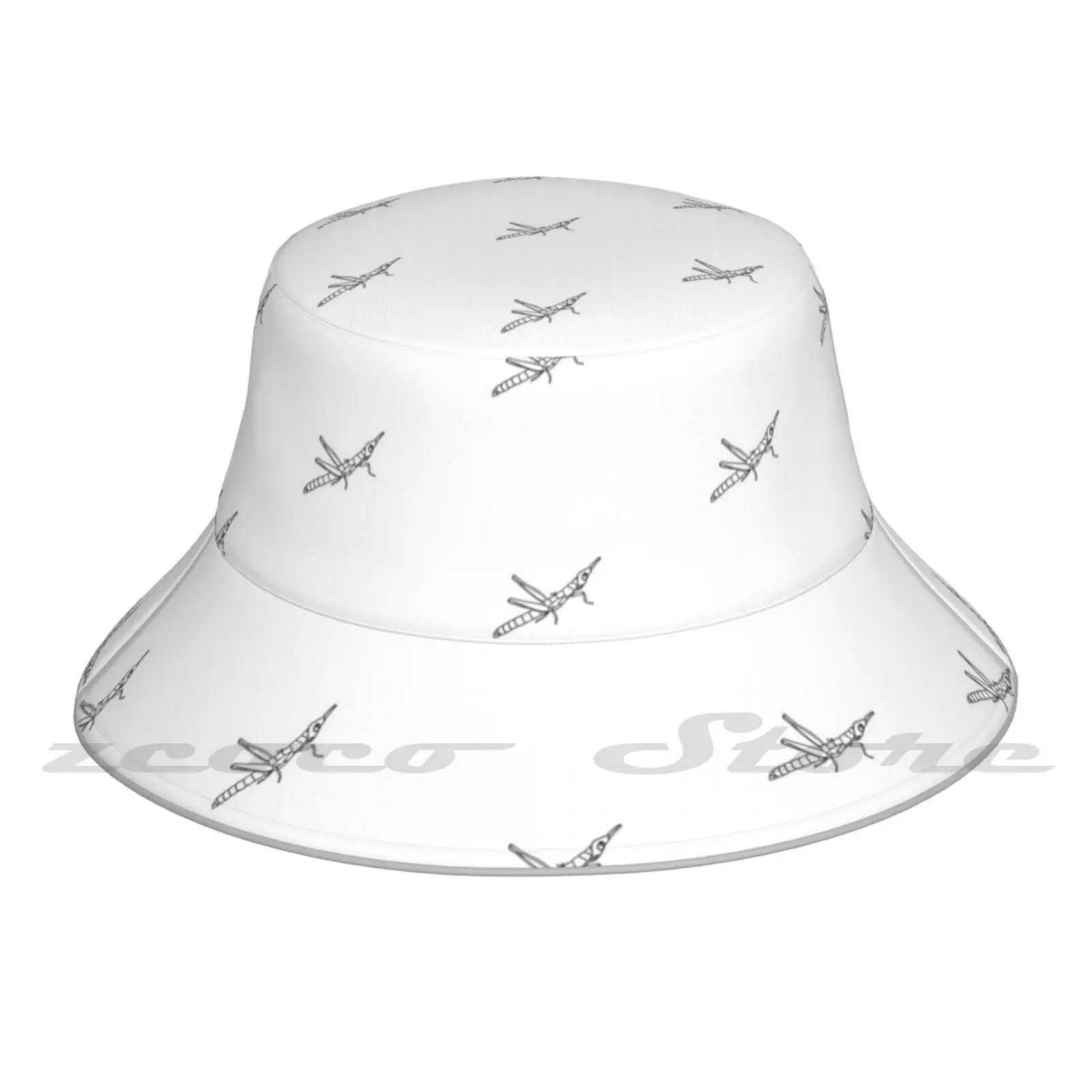 Drawing Bucket Hat Fashion Soft Personalized Pattern Gift Cap Grasshopper Insect Cricket Linedrawing Line Blackandwhite