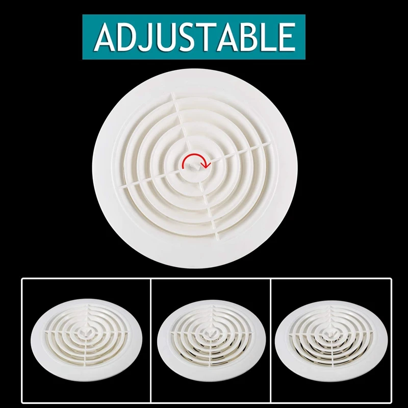 116Mm Round Air Vent ABS Louver White Grille Cover Adjustable Exhaust Vent Fit For Bathroom Office Kitchen Ventilation