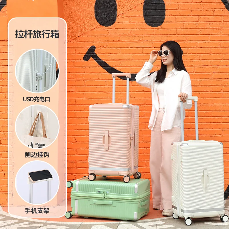 

Trolley Luggage Bag Student Hand Luggage with TSA Lock 4 Spinner Wheels Large Capacity Zipper Suitcase with Wheels