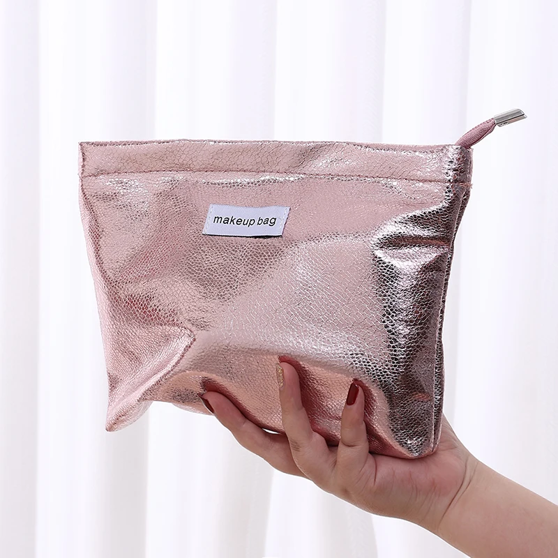 Fashion Ladies Shiny Sequins Silver Clutch Make Up Storage Bag Portable Women Toiletries Handbag Bag Cosmetic Organizer Pouch