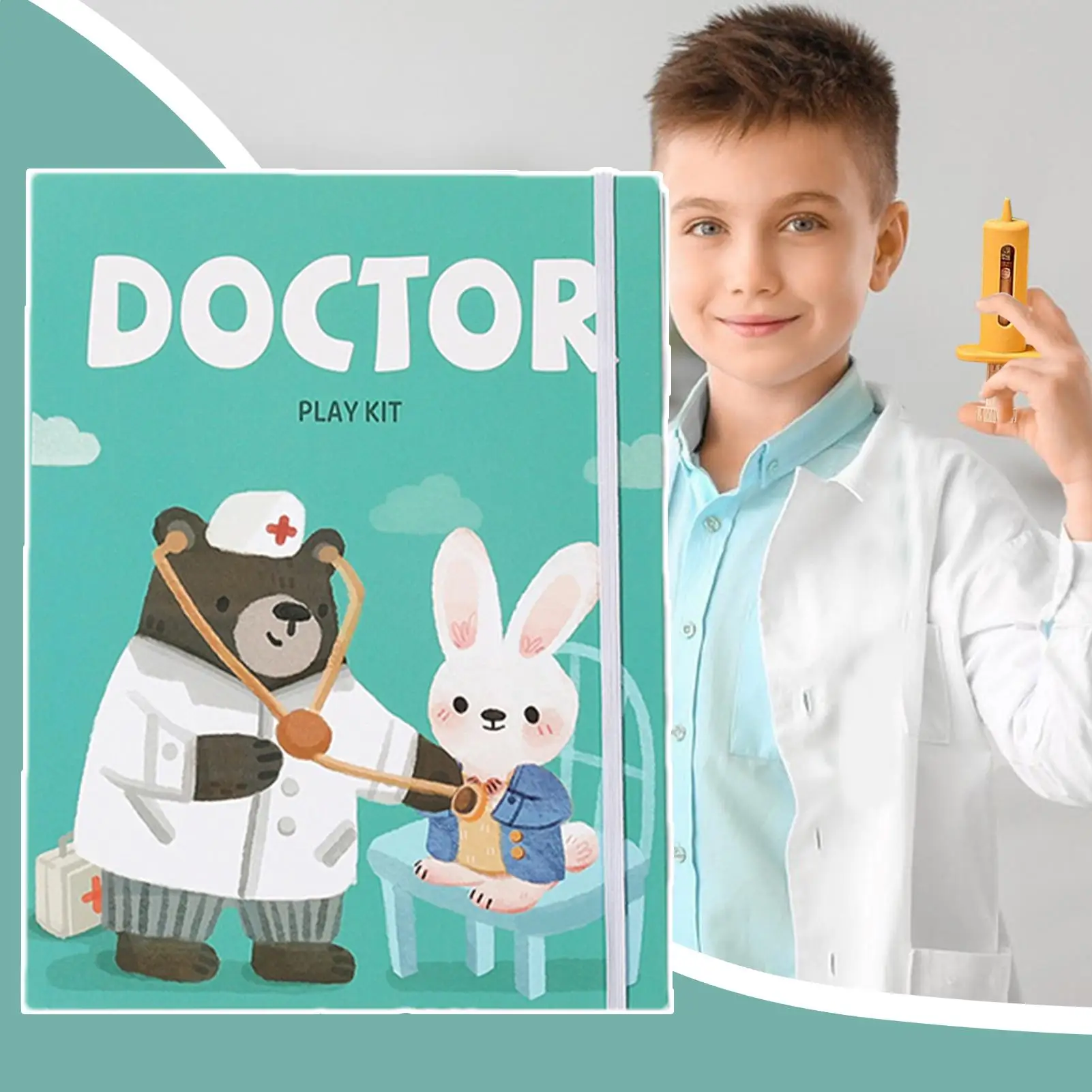 Play Doctor Kit เด็กวัยหัดเดิน Doctor ชุดของเล่นจําลองอุปกรณ์โรงพยาบาลเครื่องแต่งกายอุปกรณ์เสริมสําหรับ Little Boys Girls ห้องเรียนเด็ก