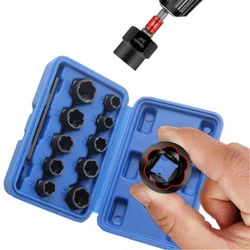 Removes Damaged Impact Nut and Bolt Extraction Tool Set Rusted Damaged Stripped Remover Tool Kit Nut Bolt Extractor Socket Set