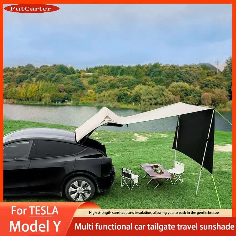 For Tesla ModelY 21-2025 Outdoor Car Trunk Tent Waterproof With Canopy Car Trunk Extension Tent Sunshine-Proof Camping Equipment