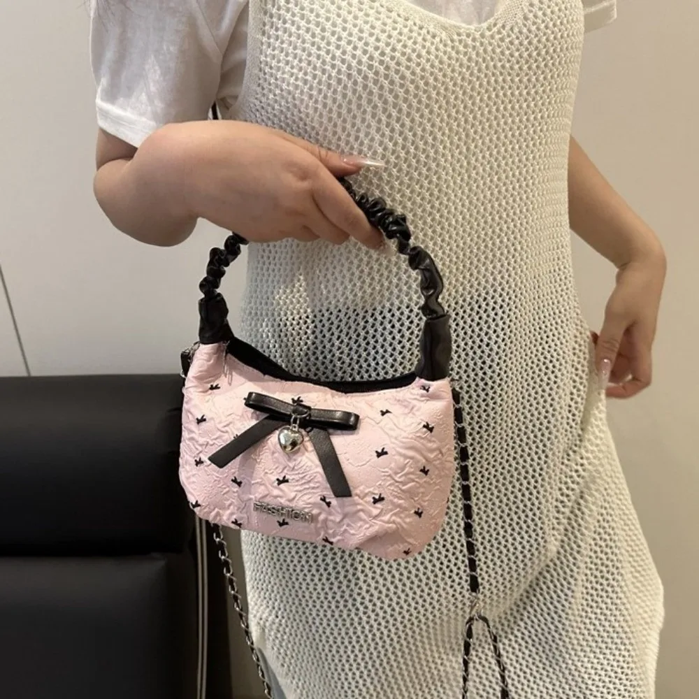 

Модная тканевая сумка через плечо с бантом Love Heart из искусственной кожи, сумка для подмышек Y2K, сумка-хобо для отдыха для девочек