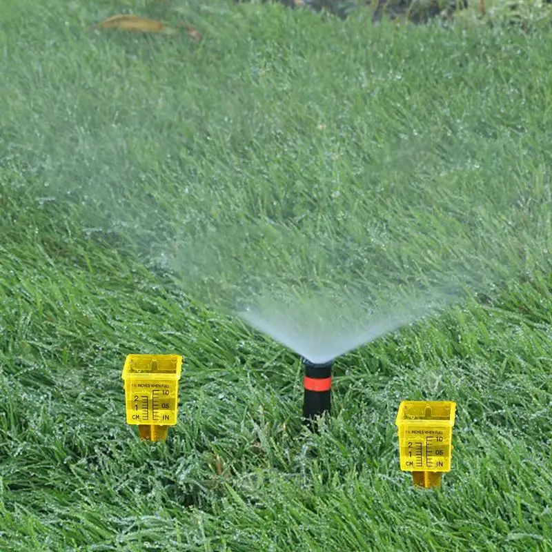 

Rain Measure Gauge Yellow Square Water Tube Rain Gauge 5 PCS Reusable Rain Meters With Stake Sprinkler Catch Cups Rainfall