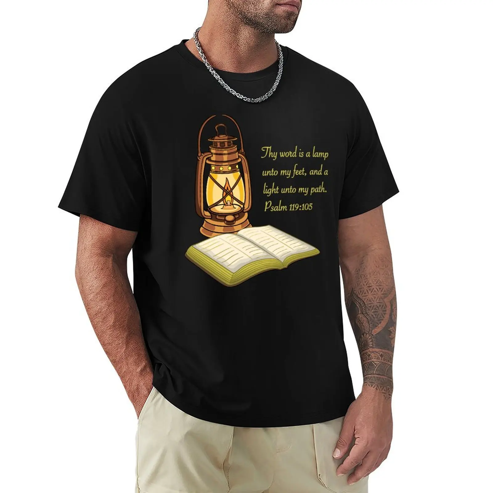 

Psalm 119:105 Bible Verse With Oil Lantern illustration T-Shirt new edition new gifts and t-shirts T-shirts for men cotton