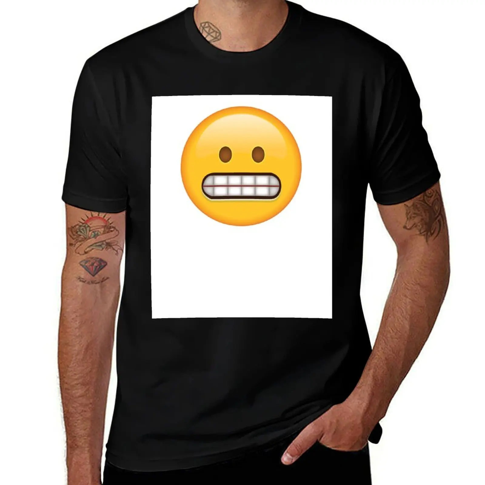 Grimacing Face Emoji T-Shirt man clothes for a boy men t shirts high quality