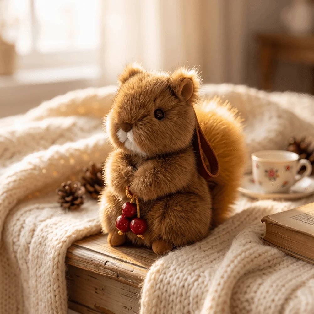 Kawaii Plush Squirrel Plush Bunny Keychain Soft Fluffy Pompon Bunny Keychain New Mini Plush Rabbit Keychain For Couple