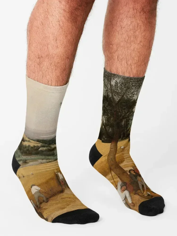 Pieter Bruegel the Elder. The Harvesters, 1565. Socks Crossfit cotton Non-slip with print Mens Socks Women's