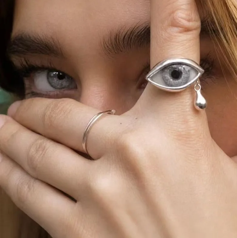 Medieval Big Eye Tears Ring, Magic Book Necklace Accessory