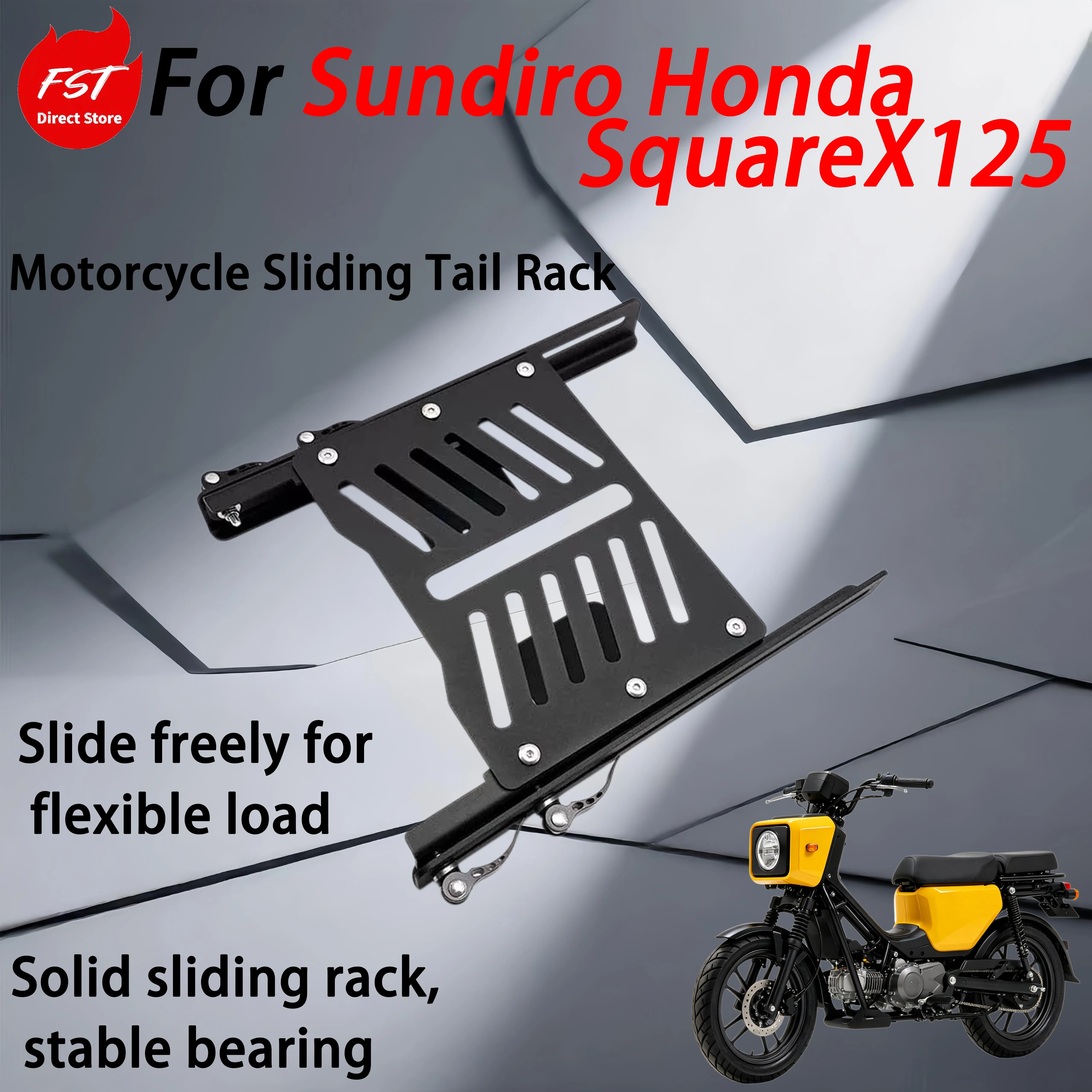 For Sundiro Honda SquareX125 Motorcycle modification accessory - sliding rear rack with storage shelf Solid sliding rack