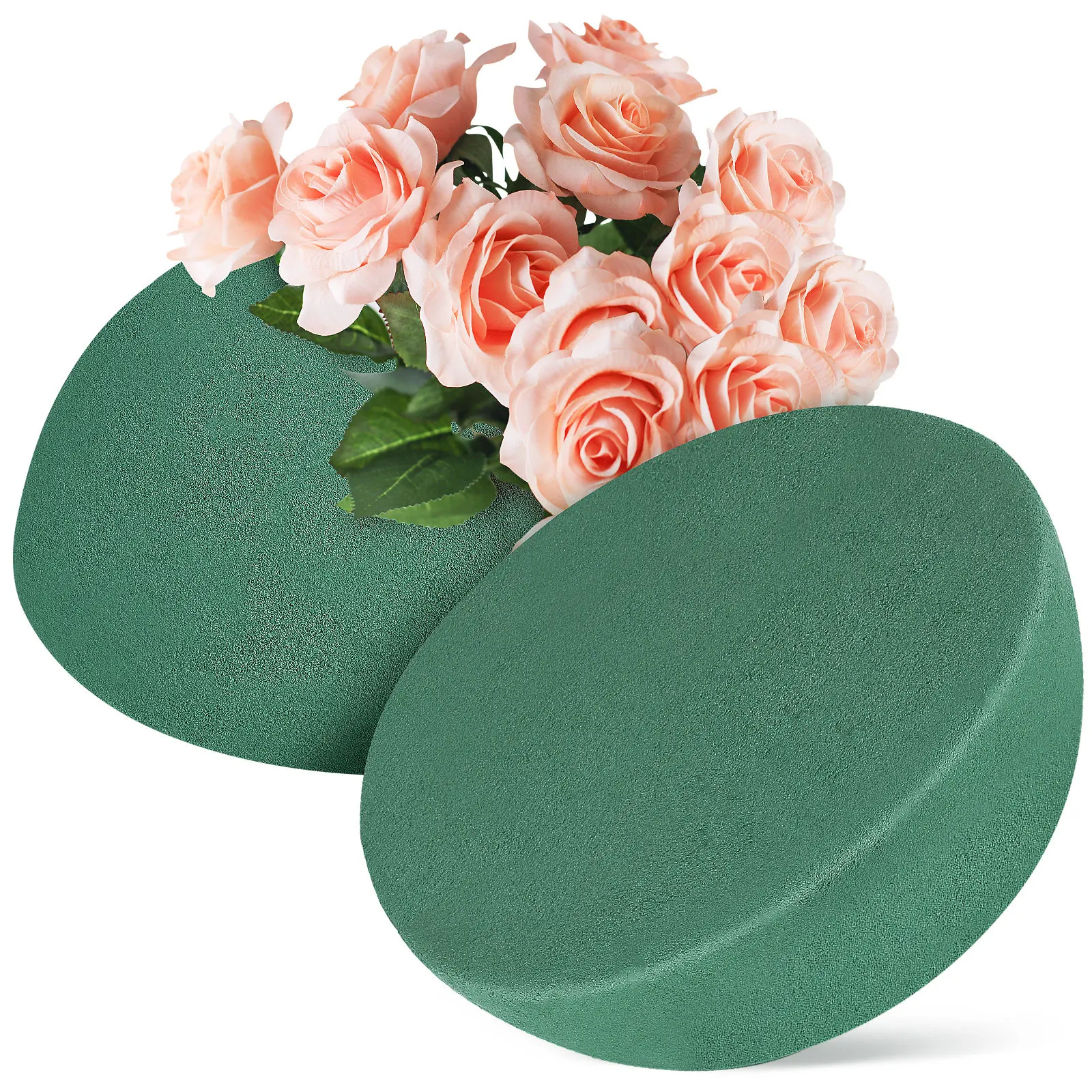 2Pcs Green Half Round Floral Dry Foam Balls Semi Sphere Shape for Artificial Flower Arrangements Table Decor Event Centerpiece view 5
