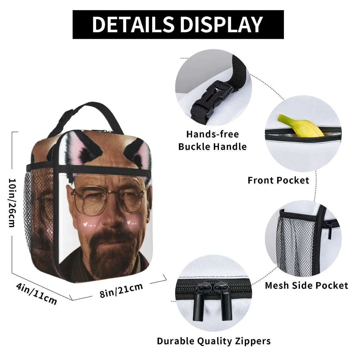 Walter White Breaking Bad bolsa de almuerzo aislada, bolsa enfriadora, contenedor de almuerzo, Tote portátil, fiambrera, bolsas de almacenamiento de alimentos, Picnic de playa