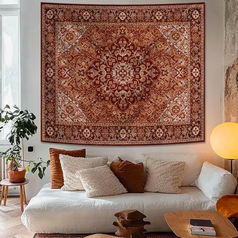 VIKAMA Bohemian Mandala Wall Tapestry, Suitable For Bedroom Decoration, Retro Bohemian Floral Tapestry Art Decoration
