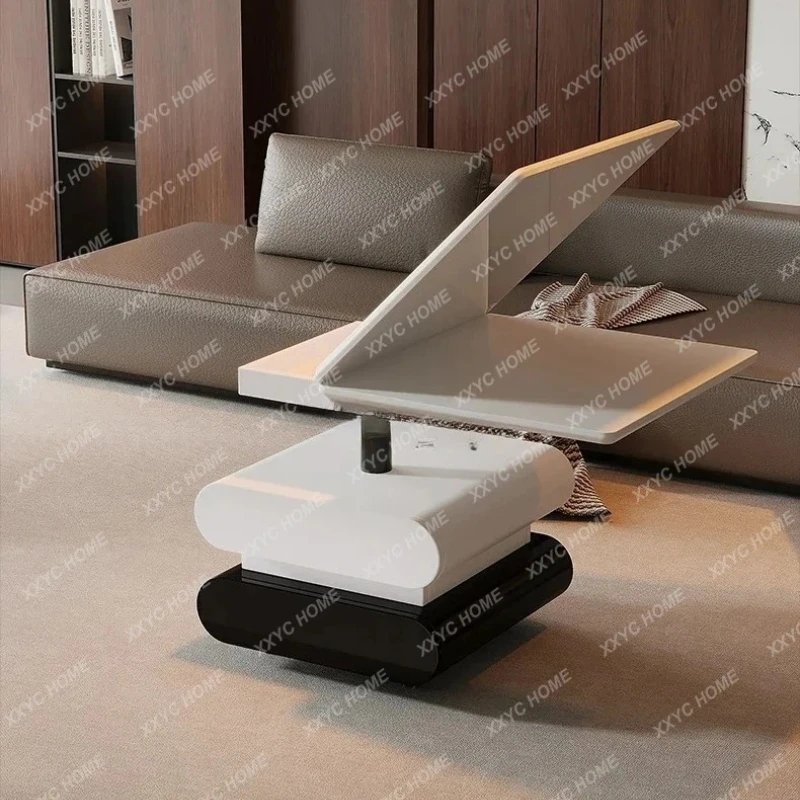 X-S  minimalist movable coffee table lifting folding rotating dining table rectangular trolley side table HG
