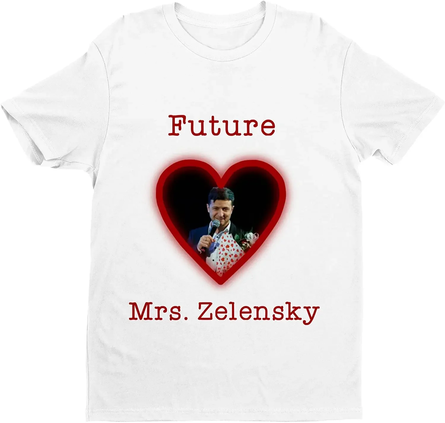 I Love Zelensky Heart Future Ukraine Wife T-Shirt Funny Top Tee Shirt Men's 100% Cotton Casual T-shirts Loose Top Size S-3XL