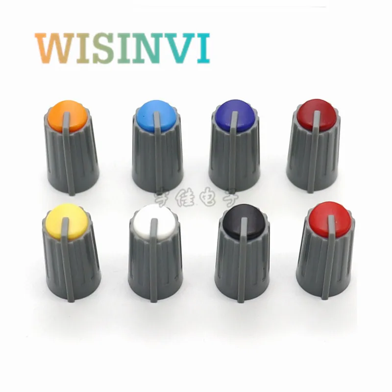 10PCS Mixer Adjustment Knob Diameter 10.5mm Height 18mm Plastic Knob Cap 270 degrees D-Shaped Inner Hole 6mm