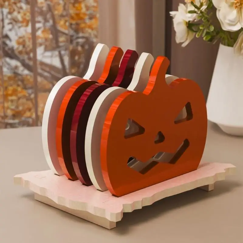 

G6KF Pumpkin Mold Halloween Cup Mats and Storage Rack Mould Heat Resistant Silicone Quick Demolding Molds