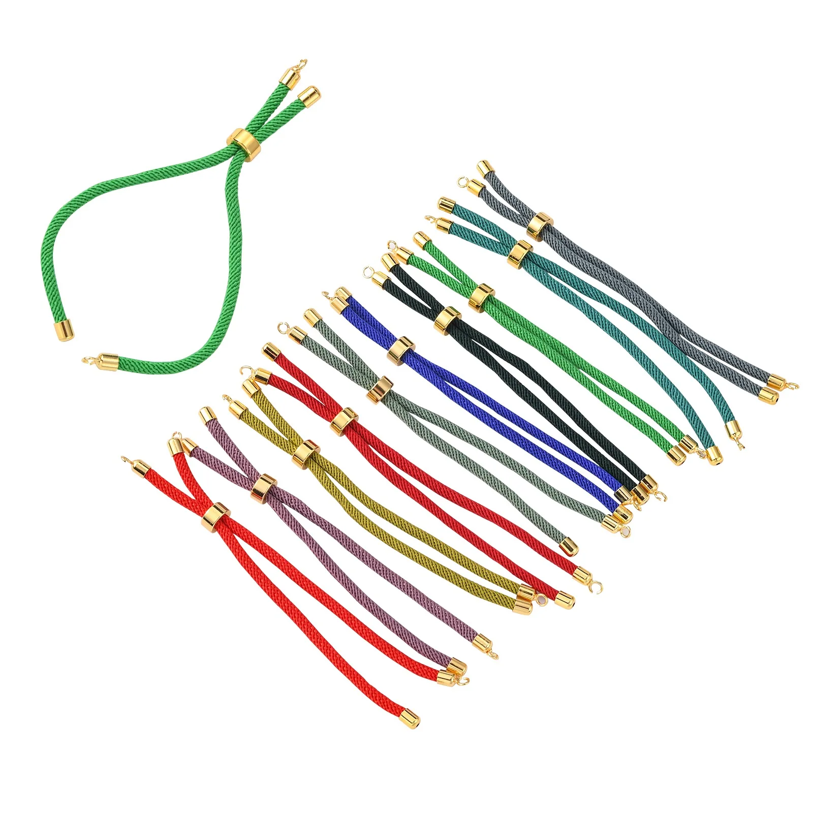 10Pcs Adjustable Nylon Twisted Cord Bracelet Making Slider Charms Link Rope for DIY Handmade Jewelry Making Accessories