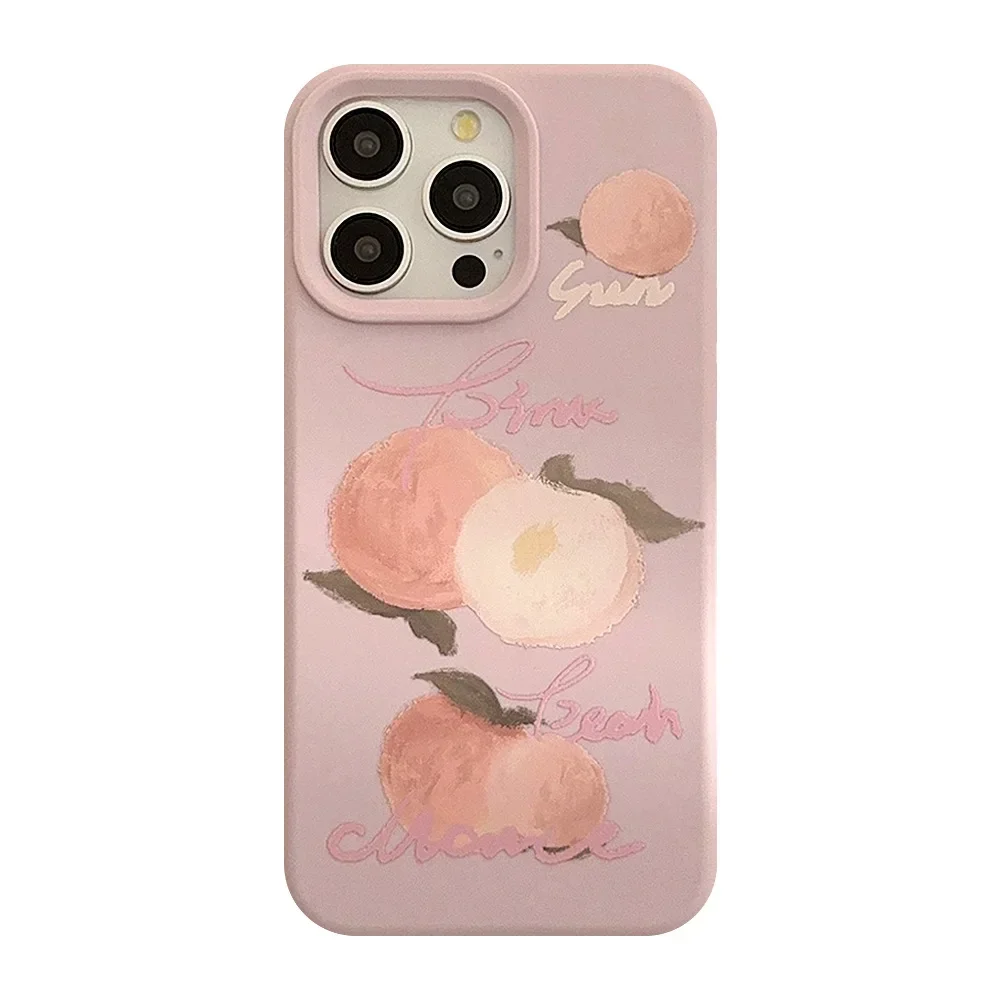 เคสโทรศัพท์ลายเพ้นท์สีน้ำมันรูปดอกพีชสำหรับ IPhone16 15 14 12 13 11 Pro PROMAX plus X XR ฝาครอบโทรศัพท์กันกระแทก