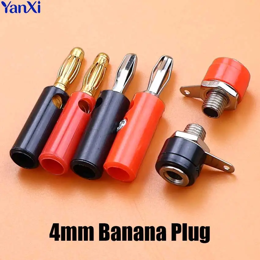 10pcs 4mm Male Lantern Type Banana Plug Female Socket Binding Post Connector For Audio Video Speaker Cable Adapter Terminal