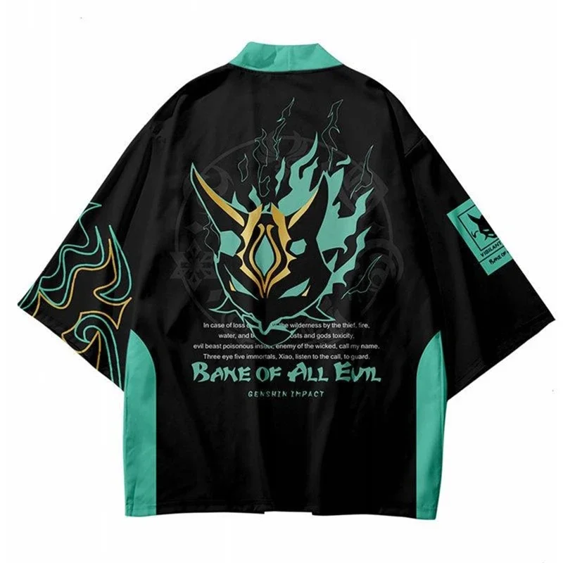 2022 Game Genshin Impact Xiao Kimono 3D Print Xiao Cosplay Haori Cloak Party Tops Streetwear Summer Unisex Shirt
