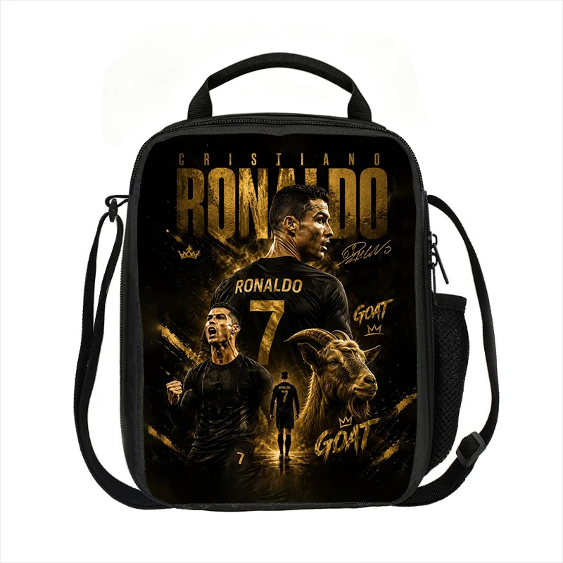 Learn, Travel Insulated Lunch Bags Ronaldo Thermal Bag Football Star Lunch Container Leakproof Tote Lunch Box Food Storage Bags
