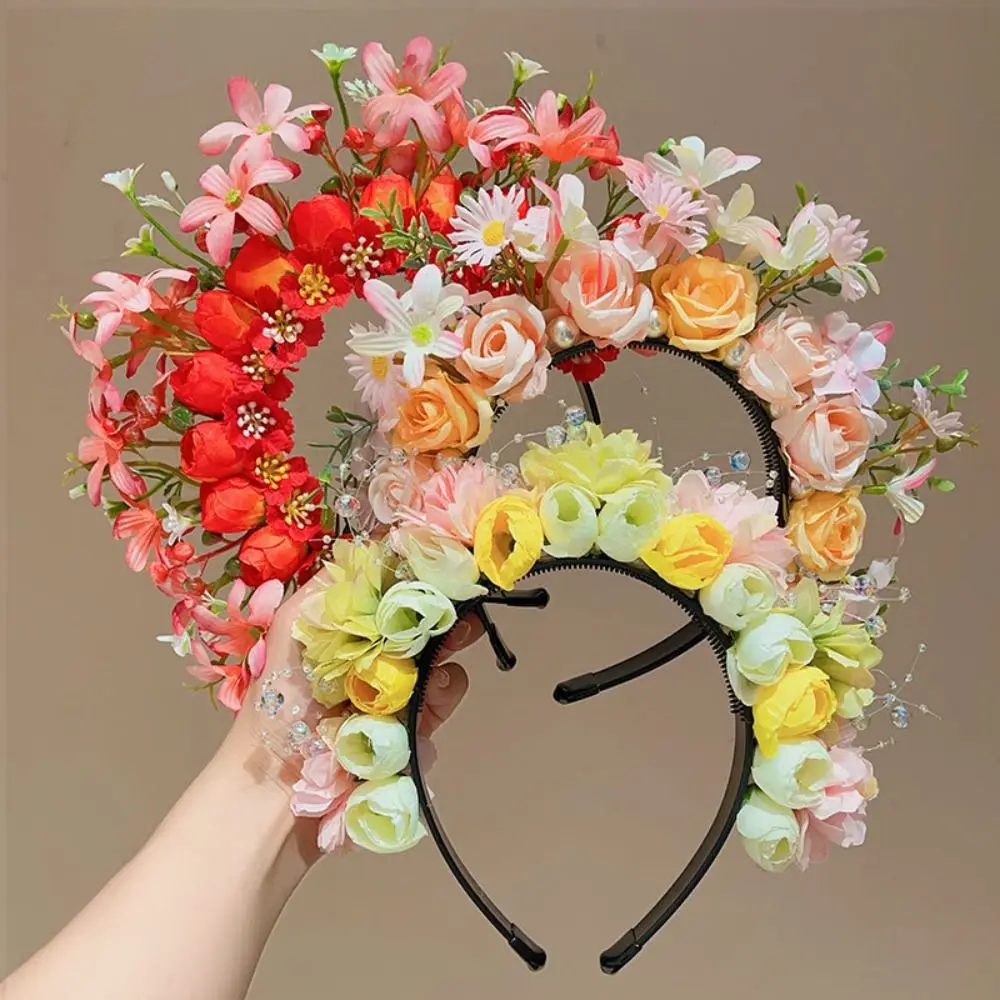 

Cloth Quanzhou Head-pinned Flower Headdress Hair Hoop Simulation Flower Hair Band Garland Photograph Props