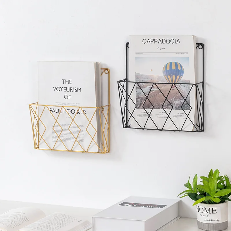 Home Wall Decoration Ins Iron Grid Decor Frame Hanging Rack Wall Display Art Storage Box Basket Mesh Shelf Rack Holder Organizer