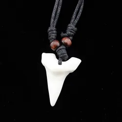 Goth Accessories White Imitation Shark Tooth Necklace For Women Adjustable Rope Chain Gothic Punk Jewelry Wholesale Gift