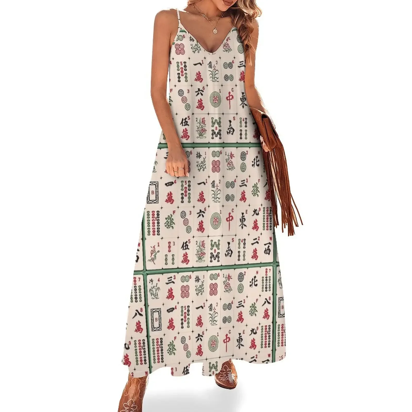 

Mahjong Art Sleeveless Dress summer dresses women 2024 Women's skirt long dress women Dress