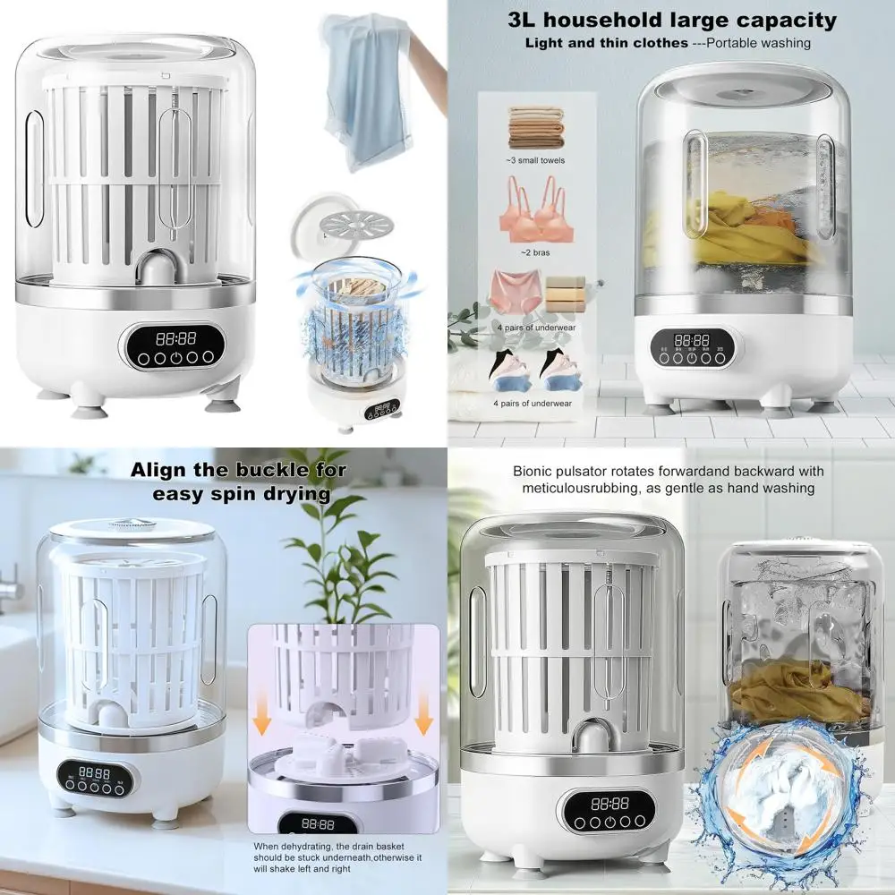 

Portable 3L Washer & Dryer, Compact 3-in-1 Laundry Machine for Home, Hotel, Camping, and Travel